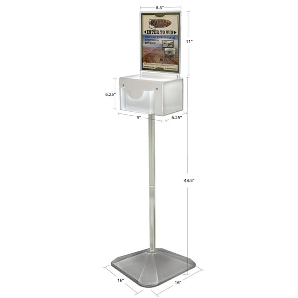 Azar Displays Large Lottery Box with Pocket, Lock and Keys on Pedestal. Color: White 206307 - main